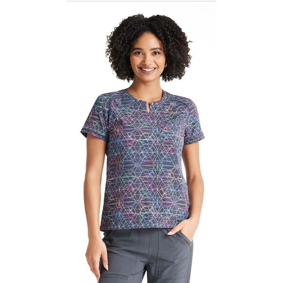 NEW Inspira Flex Round Neck Print Top L Prismatic Geo - Picture 1 of 3